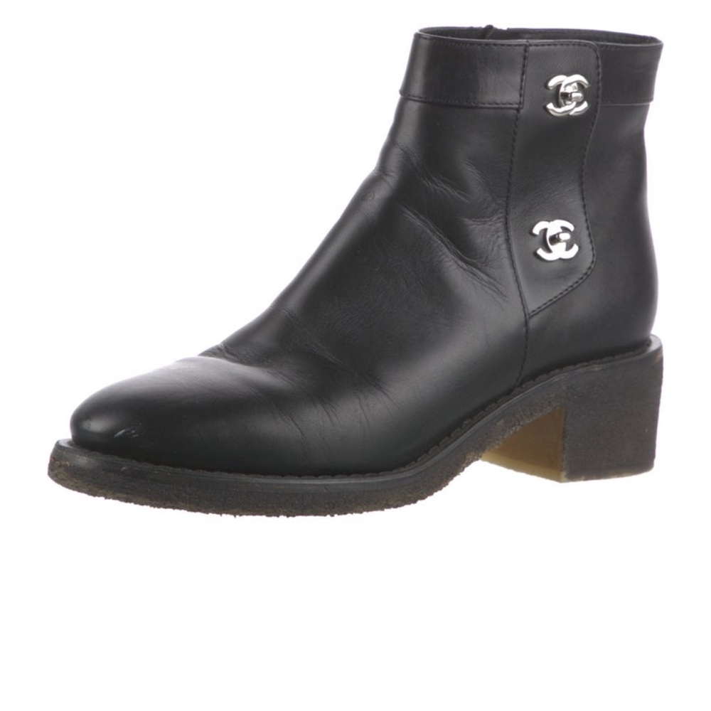 Chanel Leather Ankle Moto Boots